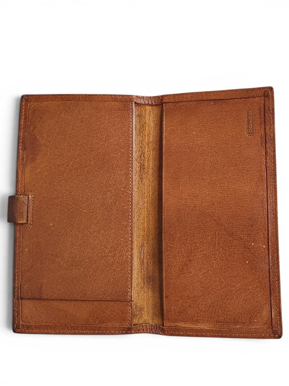 Vintage Coach Brown Leather Long Wallet Checkbook Notebook